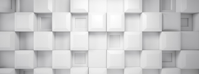 White modern abstract background, white geometric shapes banner, blocky style. Generative AI. 