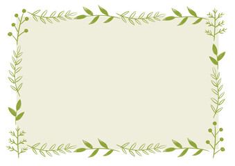 手描き　四角　葉っぱ　フレーム　ナチュラル