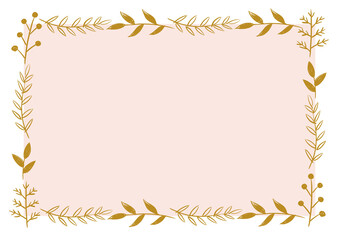 手描き　四角　葉っぱ　フレーム　ナチュラル