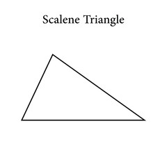 Scalene triangle shape in geometry. Mathematics resources for teachers. Vector illustration isolated on white background.