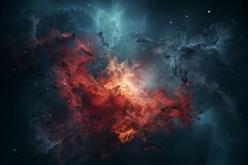 Illustration of a galaxy with magma-like colors in space. Generative AI