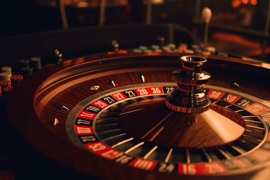 Retro gambling with a roulette wheel. Generative AI