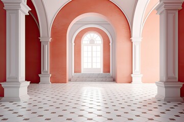 Fototapeta premium an empty room with columns and a window. Generative AI