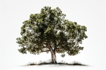 Fototapeta na wymiar A single tree on a white background. Generative AI