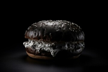 White isolated black hamburger. Generative AI