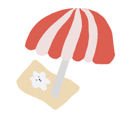 Summer sea cartoon element sand duck hand drawn png