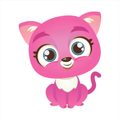 Cute baby cat pink vector illustration
