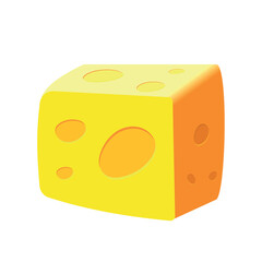 Cheddar cheese vector yellow triangular piece of cheese with holes dairy product vector illustratio
