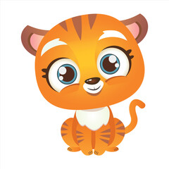 cartoon cute vector tiger