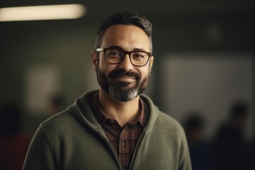 Obraz premium Portrait of a handsome Indian man with beard wearing eyeglasses