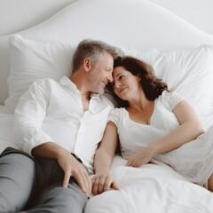 Fototapeta na wymiar couple in bed