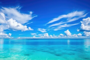 Obraz premium serene ocean with a cloudy sky. Generative AI