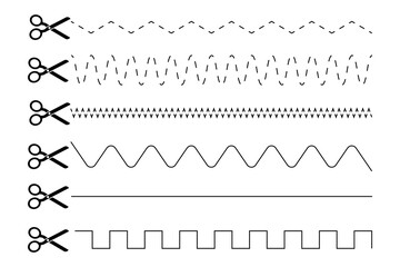 black scissors cut set on white background. Vector illustration.