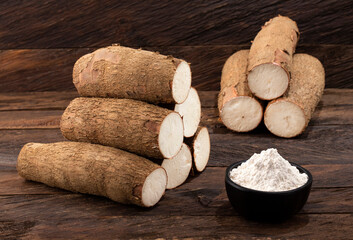 Organic Manihot Esculenta starch in bowl - Yuca (mandioca)