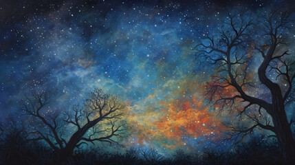 Naklejka na ściany i meble 綺麗な星空 No.027 | Beautiful starry sky Generative AI