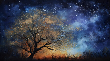 Naklejka na ściany i meble 綺麗な星空 No.008 | Beautiful starry sky Generative AI