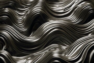 Abstract striped pattern of rippling aluminum waves. Generative AI