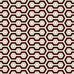 Honeycomb grid background. Outline repeated hexagon wallpaper. Seamless surface pattern with classic geometric ornament.