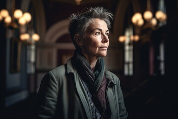 Obraz premium Portrait of a beautiful middle-aged woman in the church.