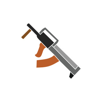 set of assault rifle gun vector isolated on white background. weapon, gun, assault rifle, rifle, groza, army, military, war, game, logo, icon, sticker, clipart, flat, simple, vector illustration