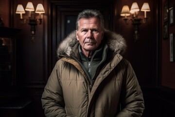 Portrait of an elderly man in a jacket. Men's beauty, fashion.