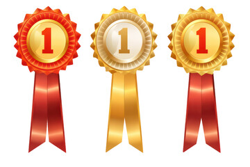 Triumph in Three Shades: Set of Gold, Silver, and Bronze Medals for Winners AI Generated