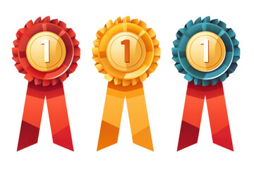 Triumph in Three Shades: Set of Gold, Silver, and Bronze Medals for Winners AI Generated