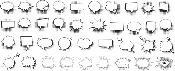 Keuken foto achterwand Retro empty comic speech bubbles set with black halftone shadows. Vintage design, pop art style - stock vector. © jamalstudio