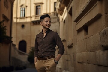 Handsome young man in the streets of Rome, Italy.