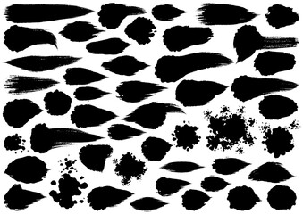 ブラシストロークのポイント　毛筆のデザインパーツセット01