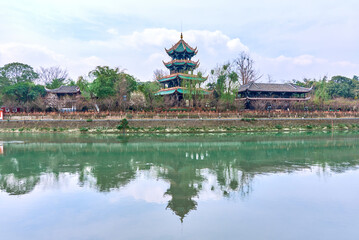Fototapeta premium Chongli Pavilion, Wangjiang Tower, Chengdu, Sichuan, China