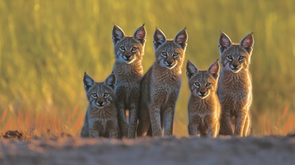 Obraz premium Family of Bobcats In the Wild