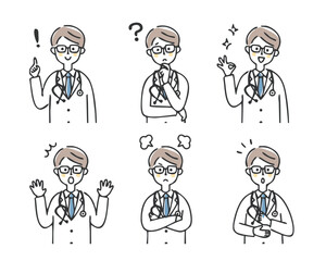 男性医師の表情セット