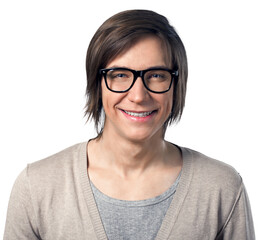 Fototapeta premium Torso and head shot of a college aged caucasian male