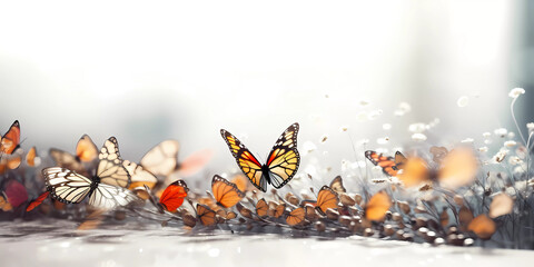 Colorful butterflies background.