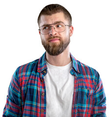 Young handsome beard man posing