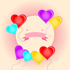 Happy mothers day Greeting design with heart balloons