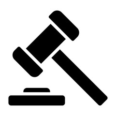 Gavel glyph icon for law, Bid, Verdict, auction, legal, judge, regulatory, justice, hammer, business and finance logo	