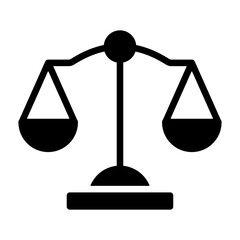 Justice Scale glyph icon for law, weight, scale, scales, justice, equality, equal, balance, legal, business and finance logo	
