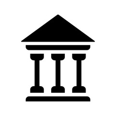 Courthouse glyph icon for law, courtroom, architecture, city, court, attorney, tribune,, judicial, legal, judge and justice logo