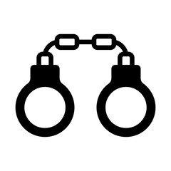 Handcuff glyph icon for law, crime, website, online, security, cybercrime, seo and web, jail, legal, and handcuffs logo	