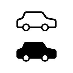 Black and white car icon vector isolated in white background. Car icon flat. Transport symbol. Vector illustration.