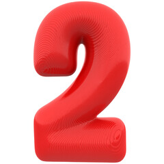 Number 2 Red 3D Render