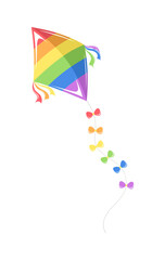 Fototapeta na wymiar Rainbow kite vector illustration. Pride month flag symbol graphic element.