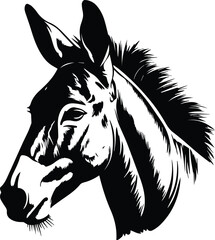 Donkey Logo Monochrome Design Style
 - obrazy, fototapety, plakaty