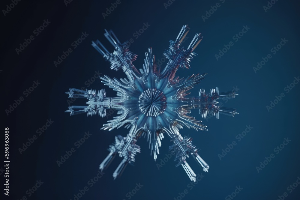 Poster detailed and intricate snowflake. generative ai