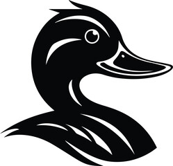 Duck Logo Monochrome Design Style

