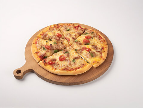 Delicious Fast Food Pizza Full Topping in a Circle Wooden Placemat