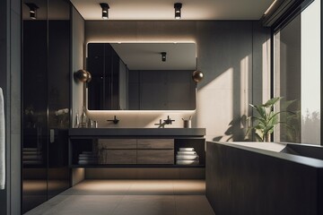 Fototapeta na wymiar Modern bathroom design (concept). Generative AI