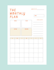monthly planner. (tangerine)